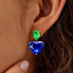 8ctw Heart Cut Blue Sapphire Drop Earrings