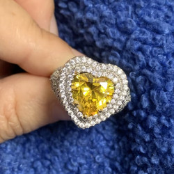 4.2ct Heart Cut Yellow Sapphire Halo Vintage Engagement Ring