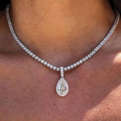 White Sapphire Tennis Necklace with Pendant