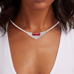 5ct Emerald Cut Ruby Vintage Necklace