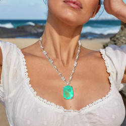 15ct Cushion Cut Paraiba Tourmaline Pendant Necklace