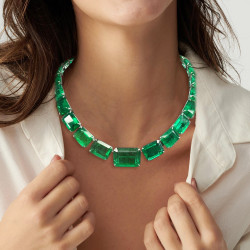 61ctw Emerald Cut Green Sapphire Luxury Necklace