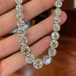 41ctw Bezel Setting Round Cut Vintage Milgrain Tennis Necklace