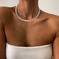 20ctw Rainbow Sapphire Tennis Necklace