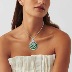 6.5ctw White Sapphire and Emerald Lollipop Pendant Necklace