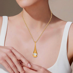 2ct Round Cut White Sapphire Tear Pendant Necklace