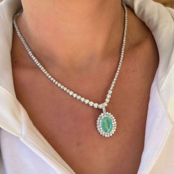 5.8ct Removable Paraíba Tourmaline Pendant With Tennis Necklace