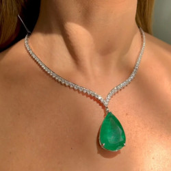 20ct Pear Cut Emerald Tennis Necklace