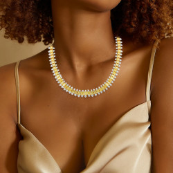 84ctw Radiant Cut Yellow Sapphire Statement Necklace