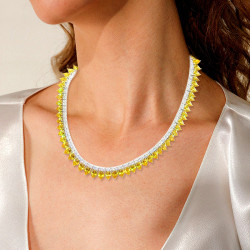 140ctw Pear Cut Yellow Sapphire Choker Necklace