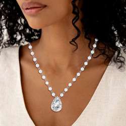10.2ct Pear Cut White Sapphire Necklace