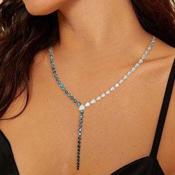 26ctw Pear and Round White Black Necklace