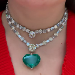 15ct Heart Cut Emerald Statement Necklace