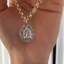 5.7ct Pear Cut White Sapphire Chain Link Necklace