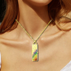 Stars Engraved Rainbow Sapphire Locket Design Pendant Necklace