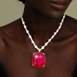 20ct Cushion Cut Ruby Statement Necklace
