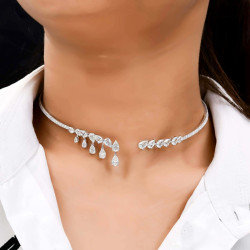 7.5ctw Pear Cut White Sapphire Choker Necklace