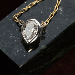 3ct Pear Cut White Sapphire Bezel Pendant Necklace