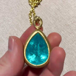 20ct Pear-shaped Paraiba Matte Pendant Necklace