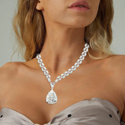 13ct Pear Cut White Sapphire Statement Necklace