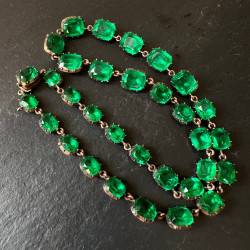 70ctw Cushion Cut Emerald Vintage Rivière Necklace