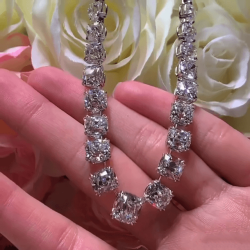 48ctw Cushion Cut White Sapphire Riviera Necklace