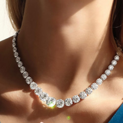 40ctw Round Cut Graduated White Sapphire Riviera Necklace