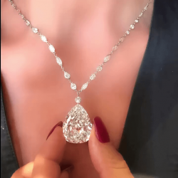 7.5ct Pear Cut White Sapphire Elegant Necklace