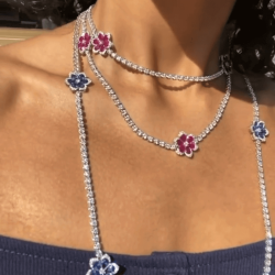 Gorgeous Multicolor Flower Pendant Long Necklace
