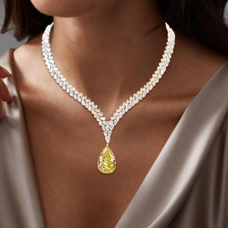 Pear Cut Yellow Sapphire Pendant Necklace