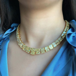 Radiant Cut Yellow Sapphire Tennis Necklace in Gold