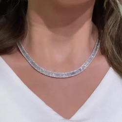 Emerald Cut White Sapphire Tennis Necklace
