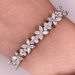 16ctw Marquise Cut Clustered Flower Tennis Bracelet