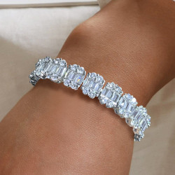 12ctw Emerald and Round Cut White Sapphire Bracelet