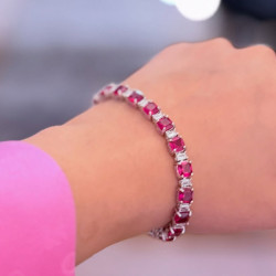 Cushion Cut Ruby & White Sapphire Bracelet
