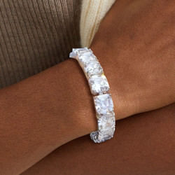 78ctw Asscher Cut White Sapphire Tennis Bracelet