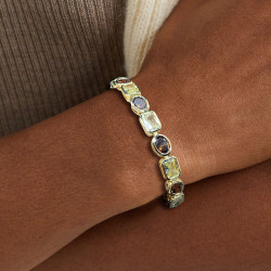 15ctw Multi-cut Yellow and Brown Sapphire Statement Bracelet