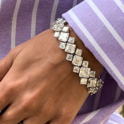 43.7ctw Asscher Cut White Sapphire Bracelet