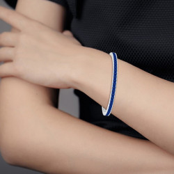 22.5ctw Princess Cut Blue Sapphire Tennis Bracelet