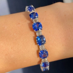 29.7ctw 7MM Cushion Cut Sapphire Tennis Bracelet