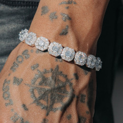 Clustered White Sapphire Unisex Tennis Bracelet