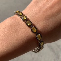 Halo Yellow Sapphire Unisex Tennis Bracelet