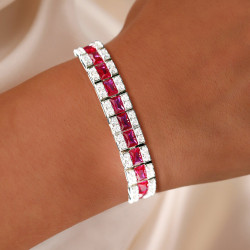 Vintage 27ctw Emerald Cut Ruby Bracelet