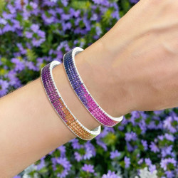 26ctw Multicolor Sapphire Four-Row Rainbow Bracelet