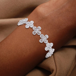 12ctw White Sapphire Flower Design Bracelet