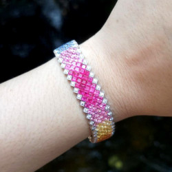 38ctw Multicolor Sapphire Five-Row Rainbow Bracelet