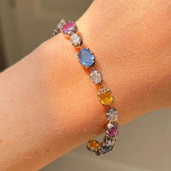 19ctw Oval Cut Multicolor Vintage Button Bracelet