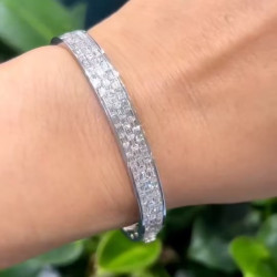 16ctw Baguette Cut White Sapphire Unisex Bangle