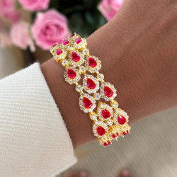 30ctw Halo Pear Cut Ruby Statement Bracelet