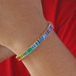 28ctw Classic Multicolor Sapphire Rainbow Statement Bracelet
